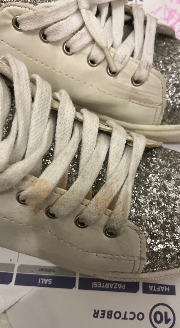 Simli Beyaz Kadın Sneaker - Görsel 3