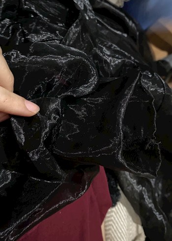 Siyah Uzun Kollu şifon elbise - Görsel 4