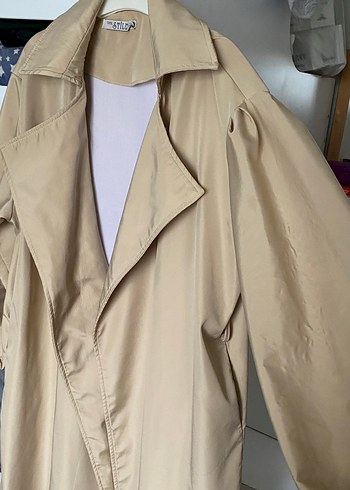Bej Uzun Kadın Trençkot - Görsel 3