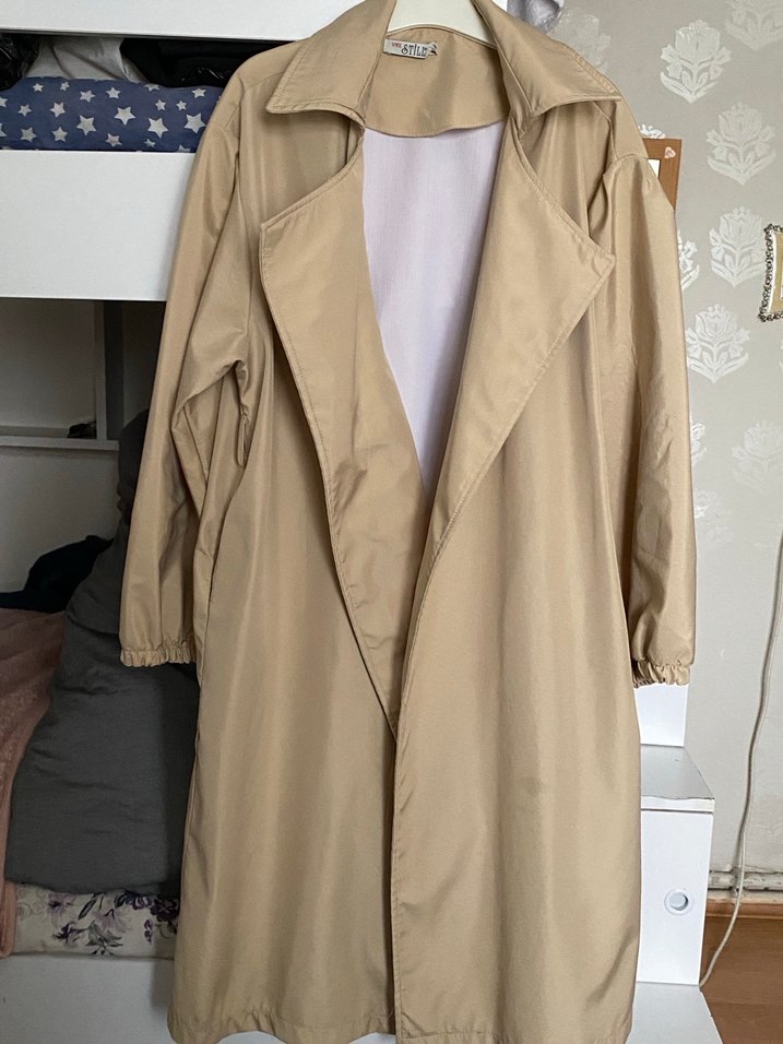 Bej Uzun Kadın Trençkot - Görsel 2