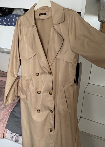 Bej Düğmeli Trençkot - Görsel 3