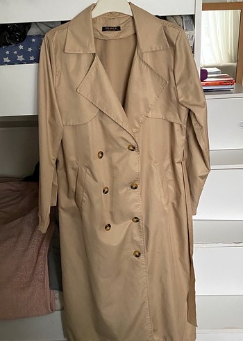 Bej Düğmeli Trençkot - Görsel 2