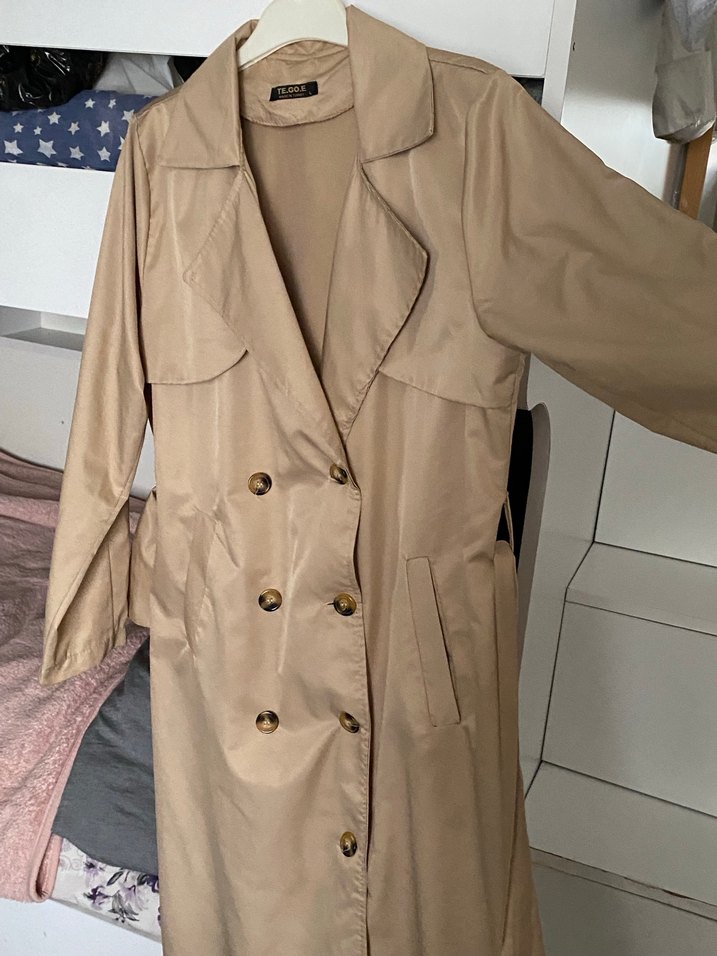 Bej Düğmeli Trençkot - Görsel 3