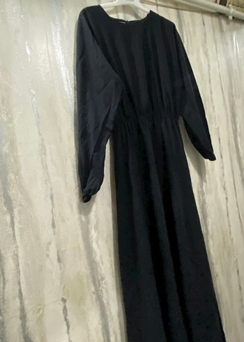 Uzun Siyah Keten Salaş Elbise - Görsel 2