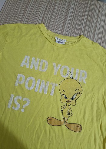 Sarı Baskılı Kız Tişörtü, Kısa Kollu, Rahat Kesim - Görsel 2