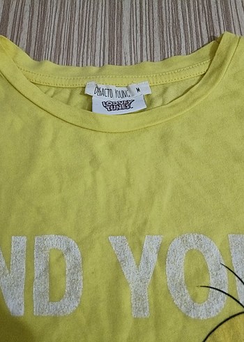 Sarı Baskılı Kız Tişörtü, Kısa Kollu, Rahat Kesim - Görsel 3