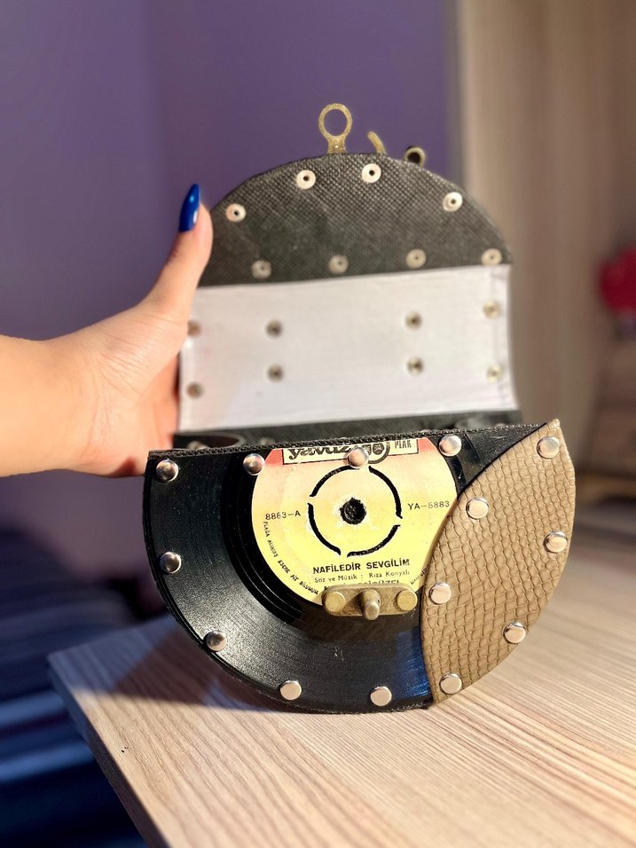 Vintage Siyah Yılan Desenli Deri Çanta - Görsel 3