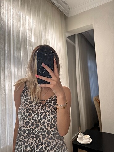 l Beden camel Renk Leopar elbise