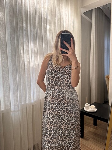 l Beden Leopar elbise