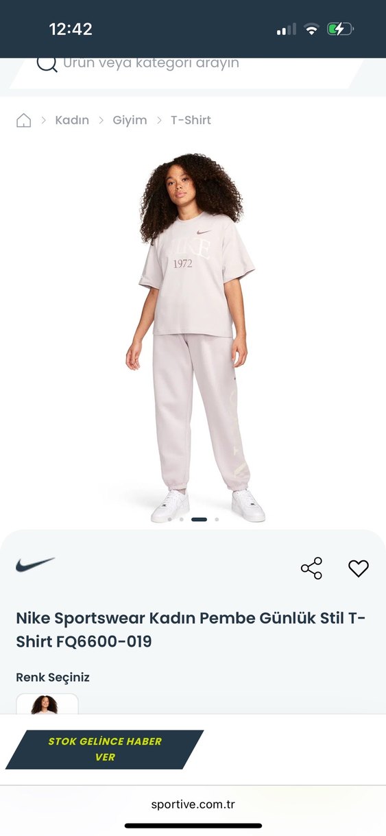 Nike Kadın Pembe Günlük Stil Tişört - Görsel 3