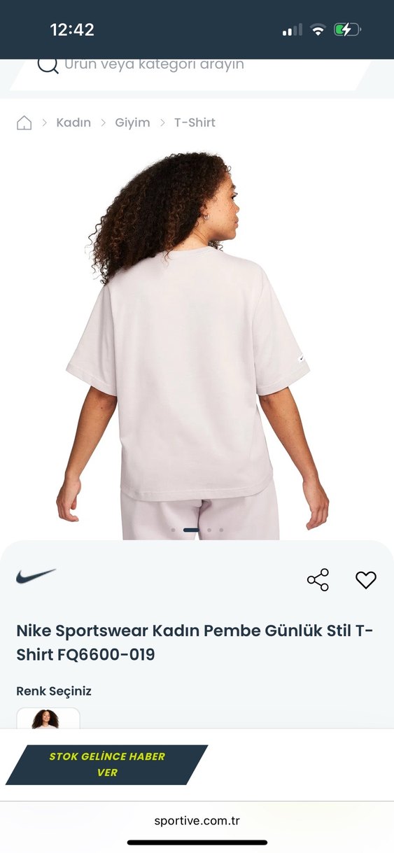 Nike Kadın Pembe Günlük Stil Tişört - Görsel 2