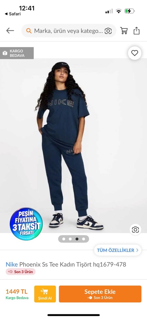 Lacivert Nike Baskılı Kadın Tişört - Görsel 2