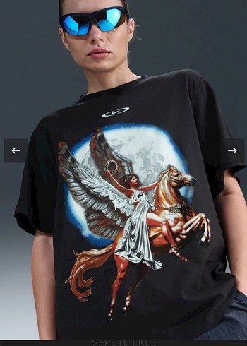 Siyah Baskılı Oversize Tişört Nike - Görsel 2