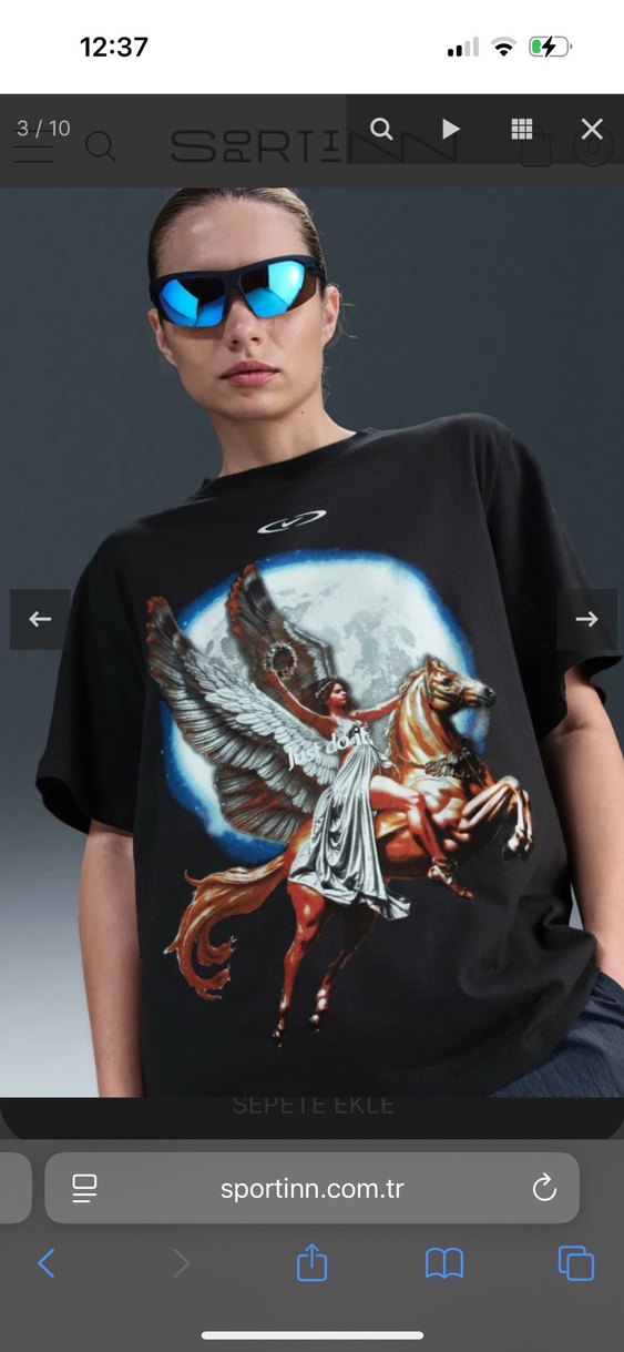 Siyah Baskılı Oversize Tişört Nike - Görsel 2