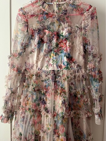 Bliss atelier çiçekli pembe elbise