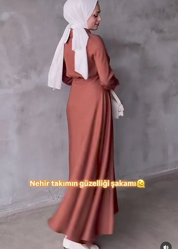 40 Beden kahverengi Renk Kahverengi Uzun Kollu Kemerli Kadın Elbise