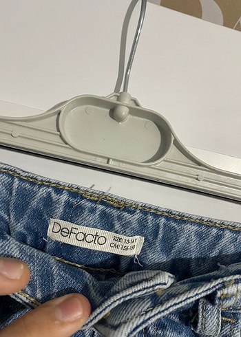 13-14 Yaş Beden mavi Renk Kız çocuk Mavi Bağlamalı Salaş Denim Pantolon