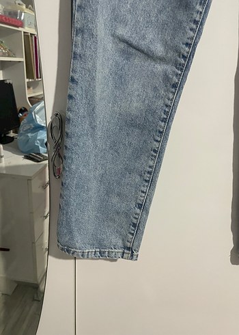 Kız çocuk Mavi Bağlamalı Salaş Denim Pantolon - Görsel 5