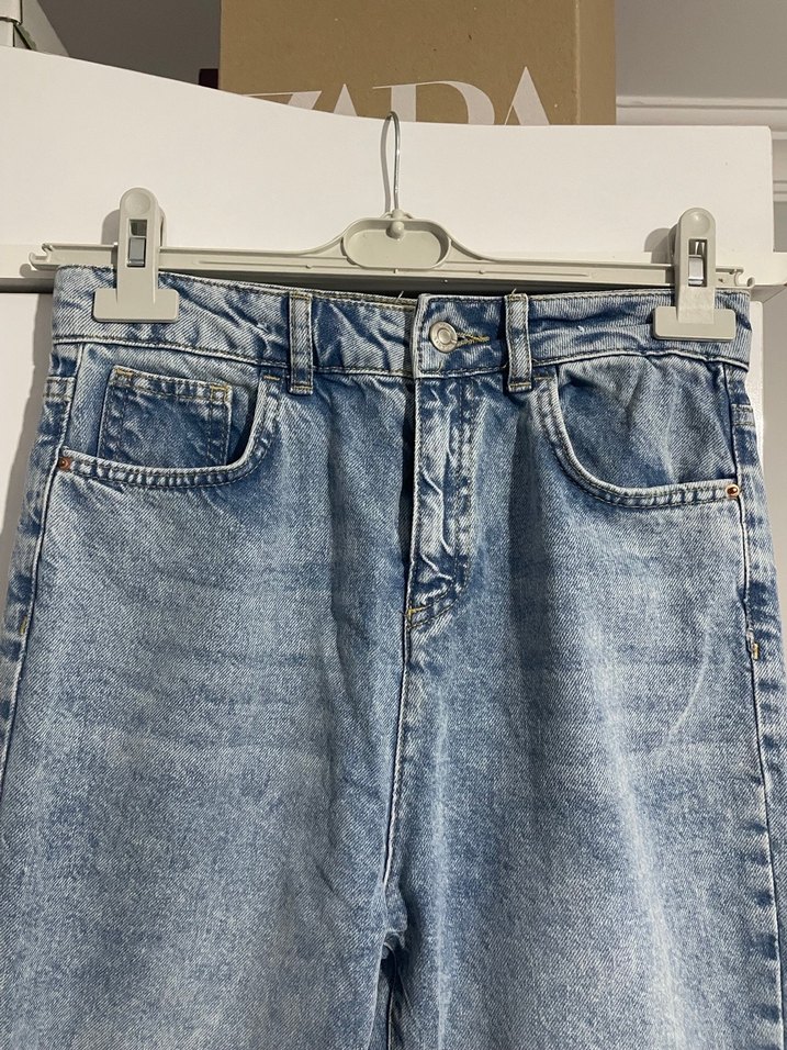 Kız çocuk Mavi Bağlamalı Salaş Denim Pantolon - Görsel 3