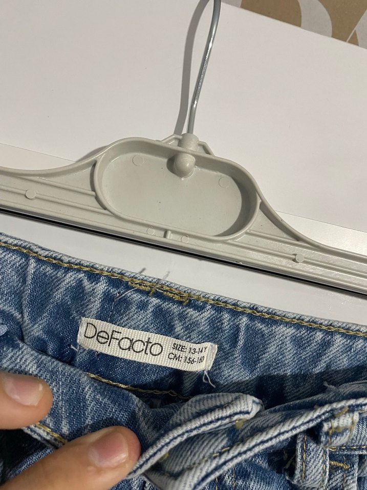 Kız çocuk Mavi Bağlamalı Salaş Denim Pantolon - Görsel 4