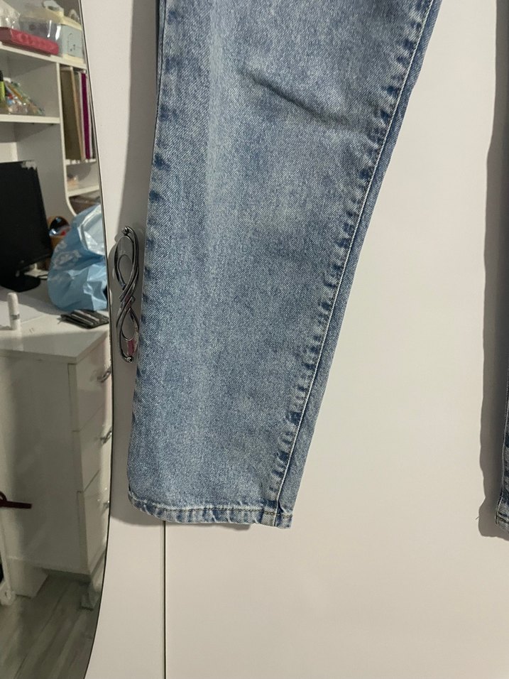 Kız çocuk Mavi Bağlamalı Salaş Denim Pantolon - Görsel 5