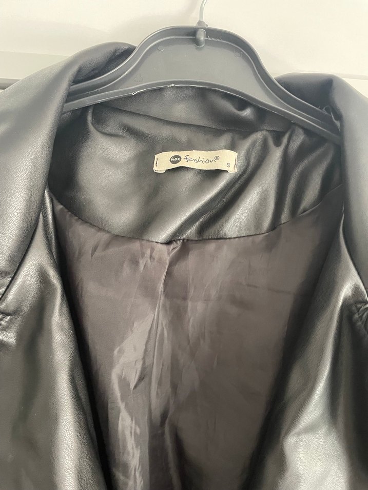 Kadın Siyah Deri Biker Ceket - Görsel 3