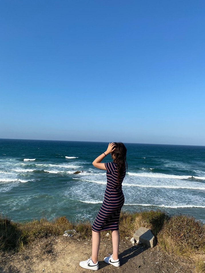 Çizgili Siyah Midi Elbise - Görsel 2