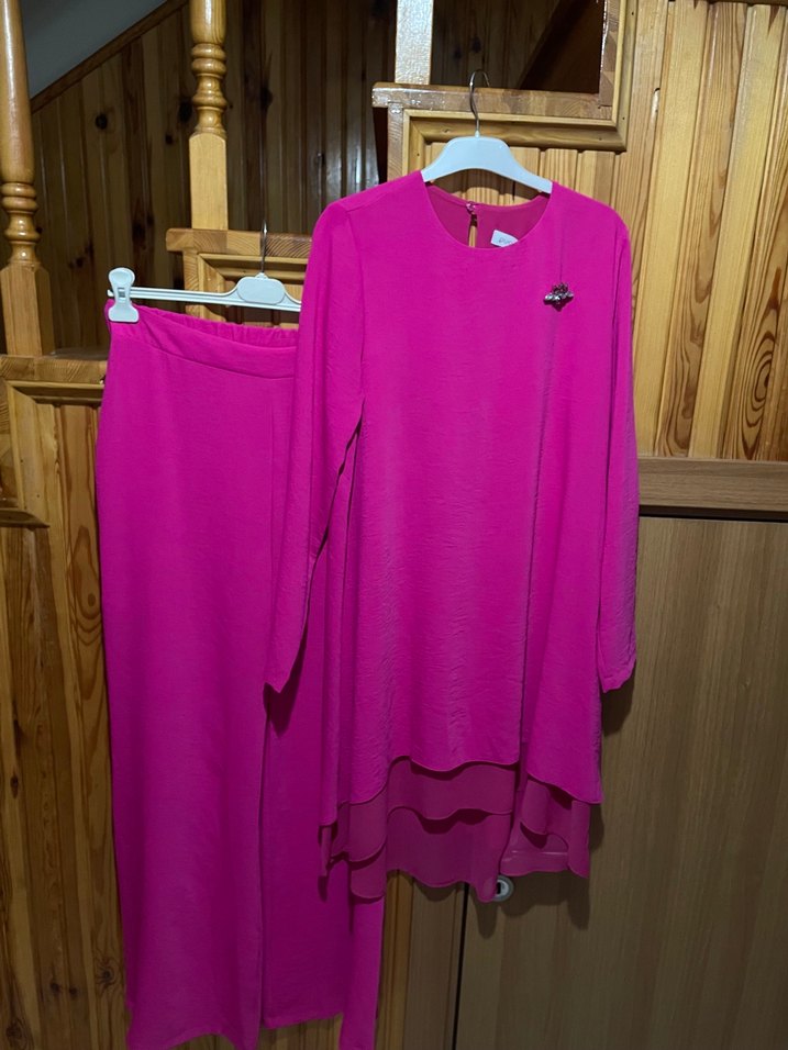 Uzun Kollu Pembe Salaş Tunik - Görsel 4