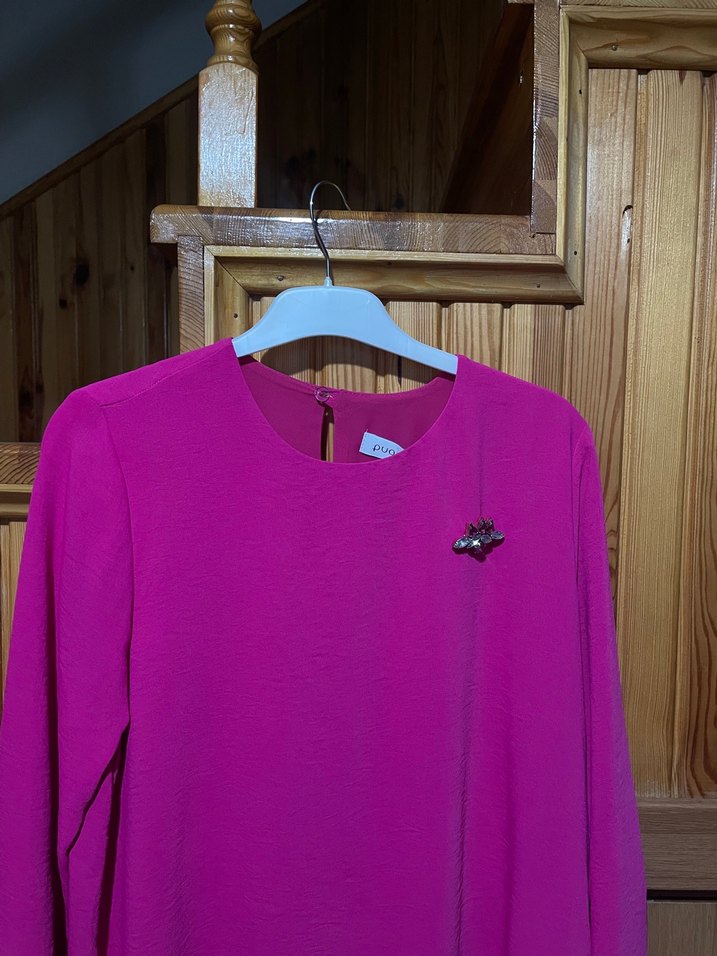 Uzun Kollu Pembe Salaş Tunik - Görsel 3