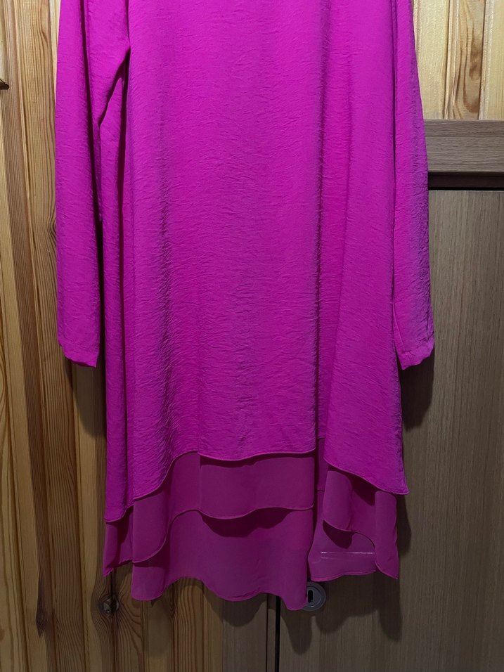 Uzun Kollu Pembe Salaş Tunik - Görsel 2