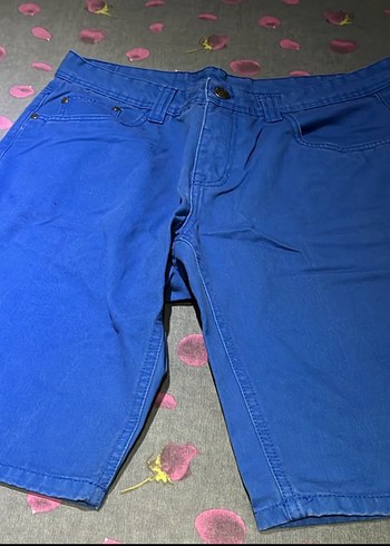 Erkek Mavi Slim Fit Denim Midi Şort