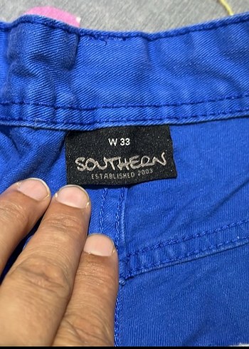 33 Beden Erkek Mavi Slim Fit Denim Midi Şort