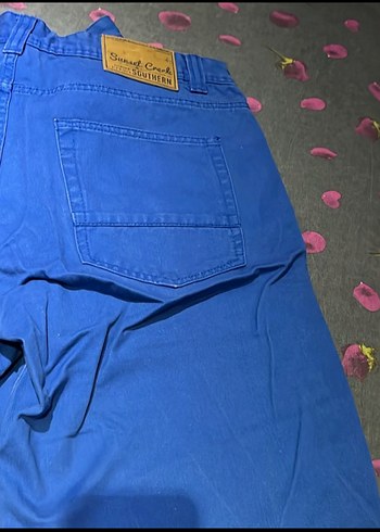 33 Beden mavi Renk Erkek Mavi Slim Fit Denim Midi Şort