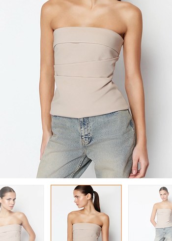 s Beden Kadın Camel Mini Strappy Üst