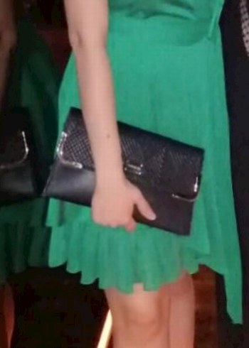 Drapeli askılı Mini Yeşil Abiye Elbise - Görsel 2