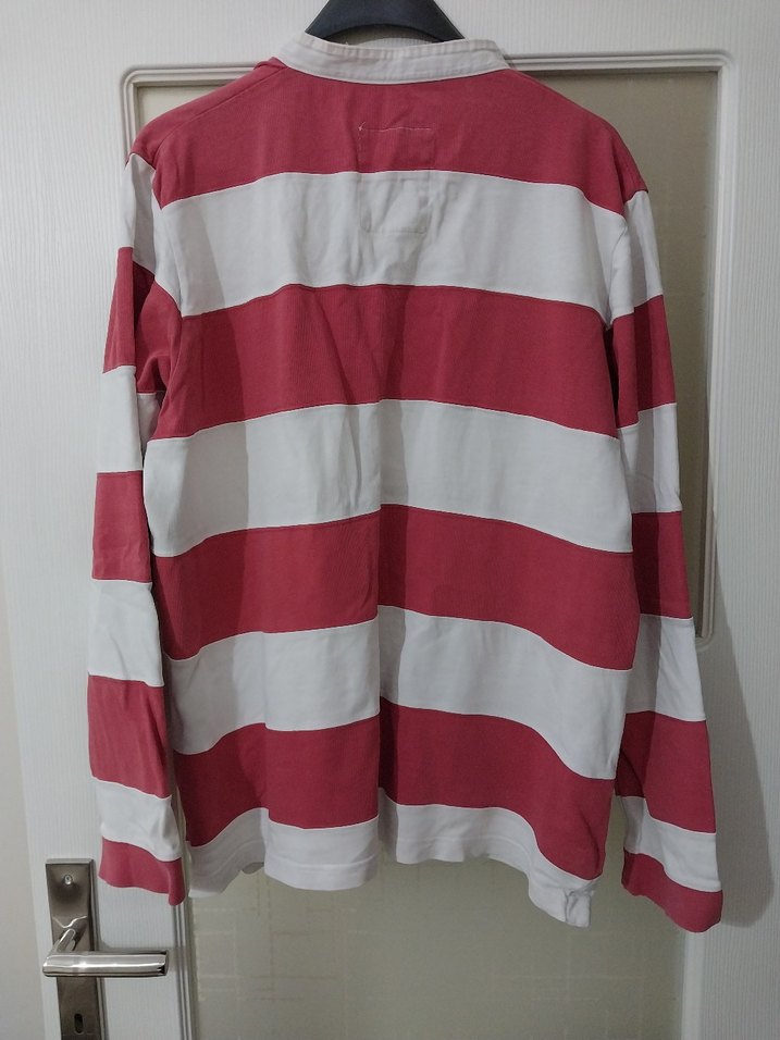 Erkek Kırmızı Çizgili Uzun Kollu Polo Tişört - Görsel 2