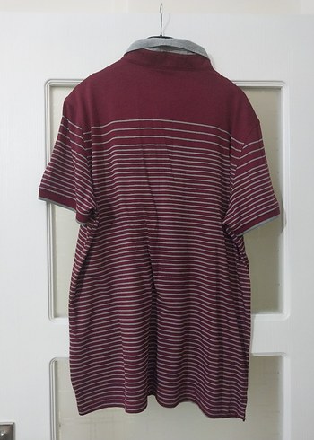 Bordo Gri Çizgili Erkek Polo Tişört - Görsel 2