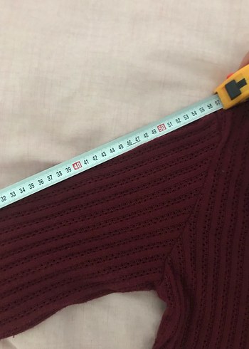Bordo Bağcıklı Örgü Triko Hırka - Görsel 6