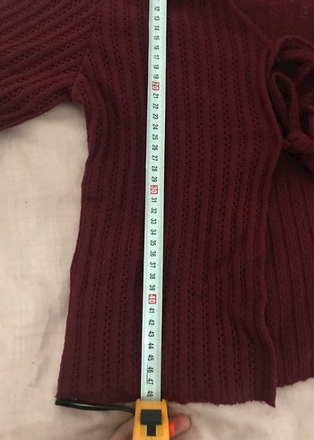 Bordo Bağcıklı Örgü Triko Hırka - Görsel 5