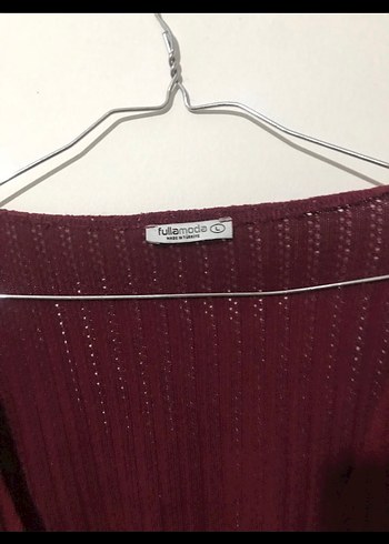 Bordo Bağcıklı Örgü Triko Hırka - Görsel 3