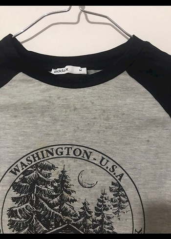 Kadın Gri Baskılı Kısa Kollu Tişört - Görsel 2