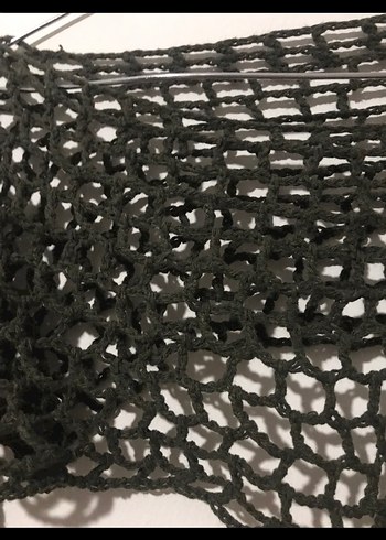 Siyah Örgü Kadın Bluz, Tekne Yaka, Gotik - Görsel 2