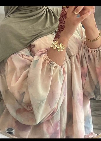 Bej Transparan V Yaka Uzun Kollu Bluz - Görsel 5