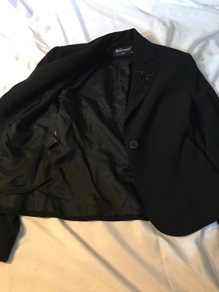 Siyah İşlemeli Kadın Blazer Ceket - Görsel 3