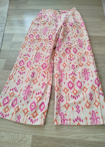 Pembe Desenli Kadın Kumaş Pantolon