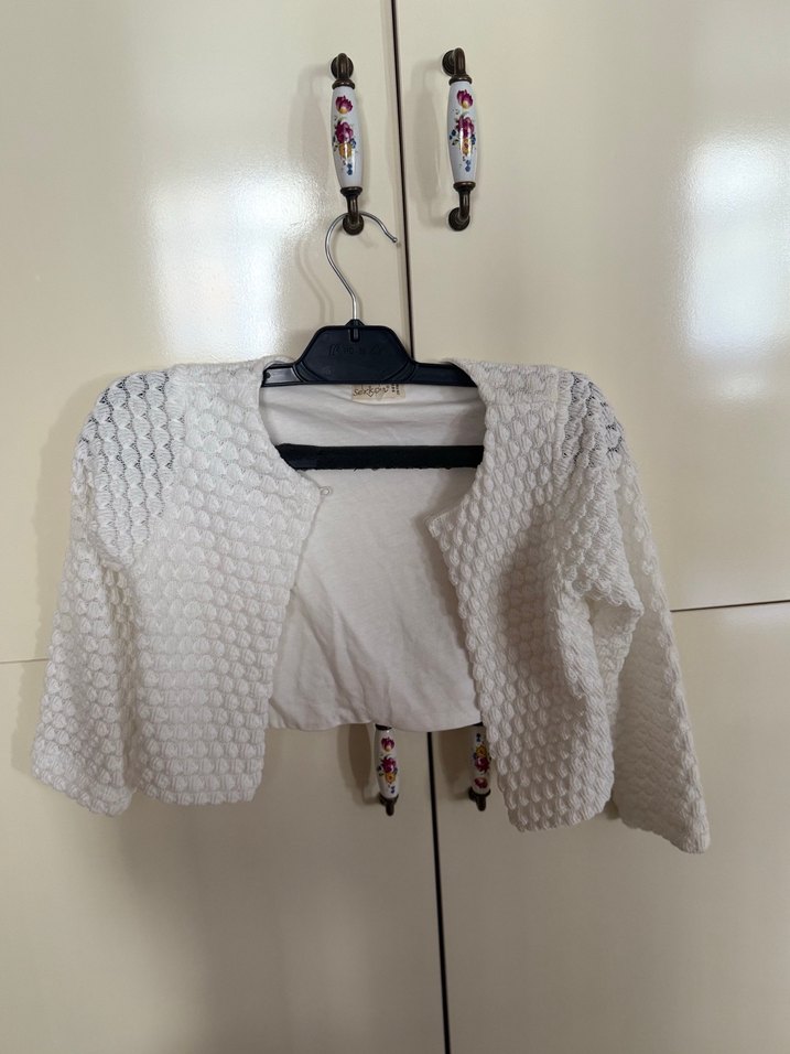 Kız Çocuk Beyaz Triko Bolero 5-6 Yaş / 110-116 cm - Görsel 3