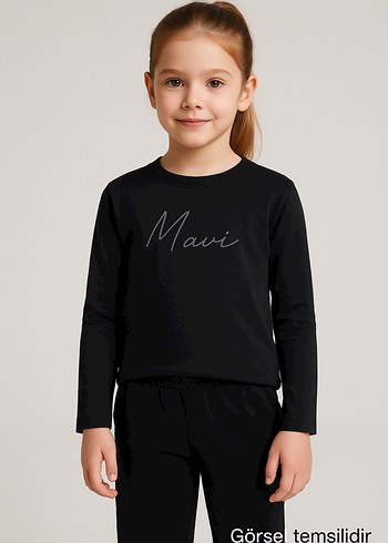 Mavi Kids Siyah Uzun Kollu Tişört 7-8 Yaş Unisex, Regular Fit