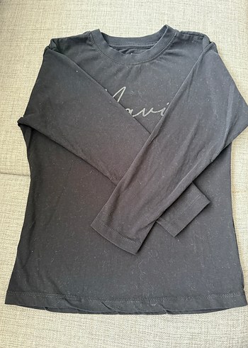 7 Yaş Beden siyah Renk Mavi Kids Siyah Uzun Kollu Tişört 7-8 Yaş Unisex, Regular Fit