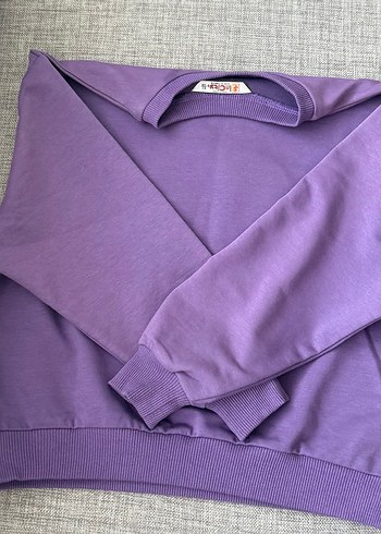 7 Yaş Beden mor Renk Mor İnci Detaylı inCity Sweatshirt 7-8 Yaş Kız Çocuk