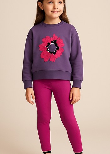 Diğer Mor İnci Detaylı inCity Sweatshirt 7-8 Yaş Kız Çocuk